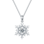 Shiny Snowflake Moissanite Pendant Necklace in Sterling Silver