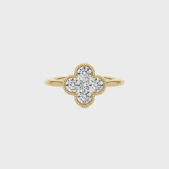 Four Leaf clover Round Lab created Diamond Ring