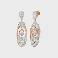 4 CT.Pear and Round Natural Diamond Fashion Earrings