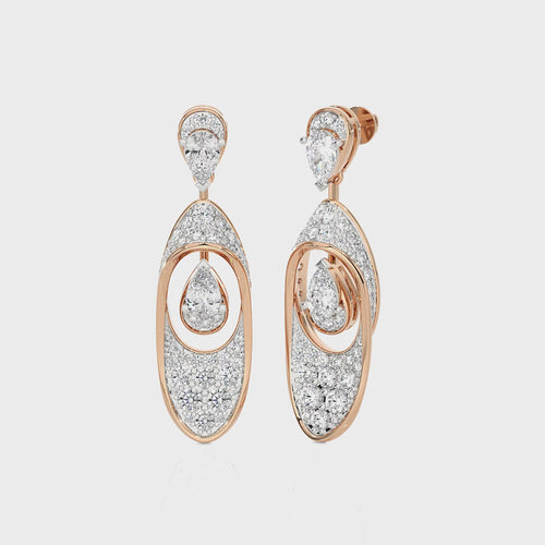 4 CT.Pear and Round Natural Diamond Fashion Earrings