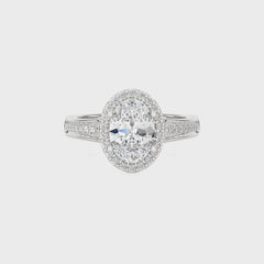 Floral Bouquet Halo and Bazel Diamond Engagement Ring