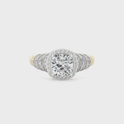 Designer Frill Diamond Halo Engagement Band Ring