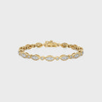 2 CT. Timeless Voyage Sustainable Natural Diamonds Studded Boat ShapeMotifs Design Linked  Gold Tennis Bracelet with Clasp Lock