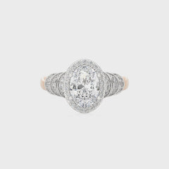 Designer Frill Diamond Halo Engagement Band Ring