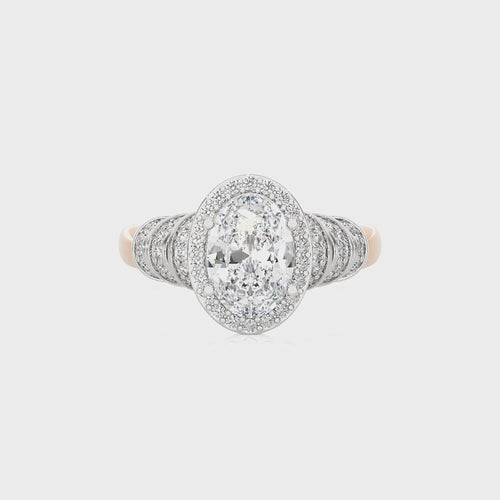 Designer Frill Diamond Halo Engagement Band Ring