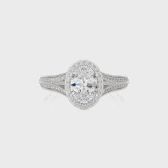 Aureola Split Shank Bazel Halo Diamond Engagement Ring