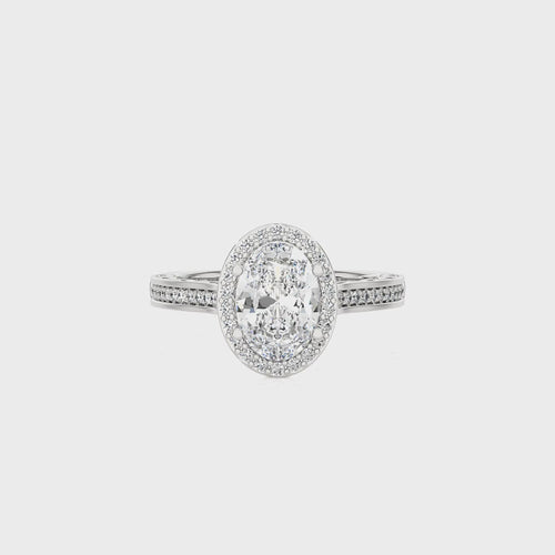 Petite Halo and Bazel Style Diamond Engagement Ring