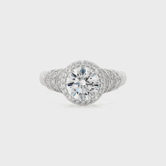 Designer Frill Diamond Halo Engagement Band Ring