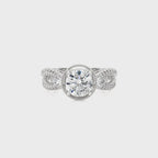 Classic Twisted Split Shank Diamond Halo Engagement Ring