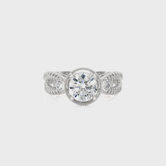 Classic Twisted Split Shank Diamond Halo Engagement Ring