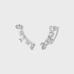 1 1/2 CT. Round,Marquise and Baguette Natural Diamond Crawler Earrings