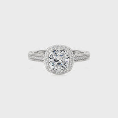 Petite Halo and Bazel Style Diamond Engagement Ring