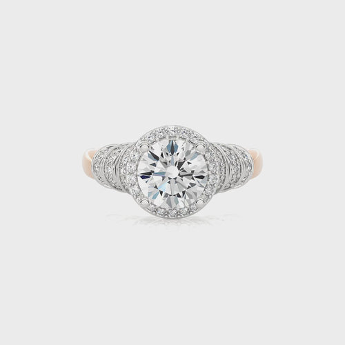 Designer Frill Diamond Halo Engagement Band Ring