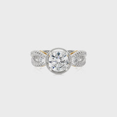 Classic Twisted Split Shank Diamond Halo Engagement Ring