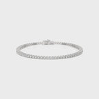 3 CT. Silver Stardust Sparkle Lab Grown Diamonds Studded Classic Tennis Bracelet with Clasp Lock in 925 Sterling Silver Size 7 Inch