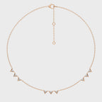 1/2 CT. Dainty Round Natural Diamond V motifs Station Necklace