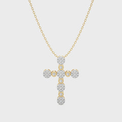 1/4 CT. Cluster Round Lab Created Diamond Cross Pendant