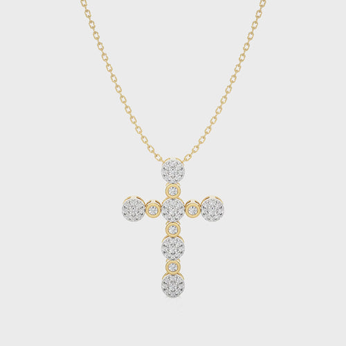 1/4 CT. Cluster Round Lab Created Diamond Cross Pendant