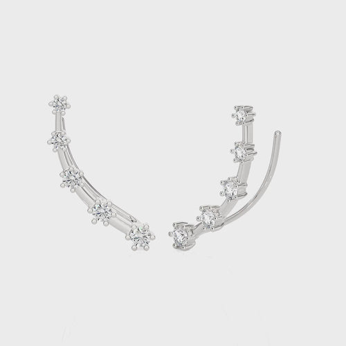 7/8 CT. Round Natural Diamond Climber Earrings