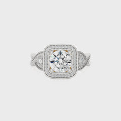 Vintage Style Diamond Halo Engagement Ring