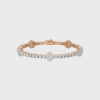 4 CT. Jewels of Tomorrow Sustainable Natural Diamonds Studded Round  Motifs Linked Gold Station/Tennis Bracelet with Clasp Lock