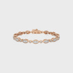 2 CT. Timeless Voyage Sustainable Natural Diamonds Studded Boat ShapeMotifs Design Linked  Gold Tennis Bracelet with Clasp Lock