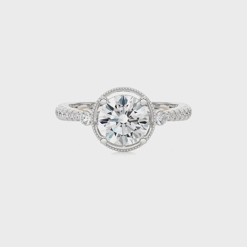 Vintage Style Diamond Halo Engagement Ring