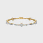 3 CT. Captivating Cosmos Luster Sustainable Natural Diamonds Studded Round Motifs Linked Gold Station/Tennis Bracelet with Clasp Lock