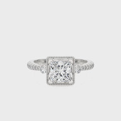 Vintage Style Diamond Halo Engagement Ring