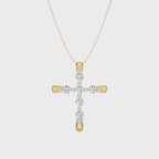 1/2 CT. Embellished Gold Cross Lab Created Diamond Pendant