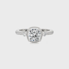 Vintage Style Diamond Halo Engagement Ring