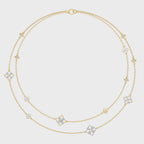 2 CT. Majestic Petal Two Row Layered Round and Pear Natural Diamond Necklace