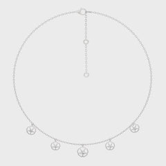 Flower Symphony  Natural Round Diamond Five Station Necklace