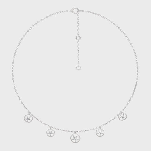 Flower Symphony  Natural Round Diamond Five Station Necklace