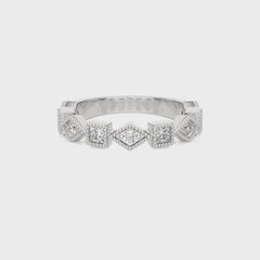 3/8 CT.Princess and Round Natural Diamond stackable Wedding Band