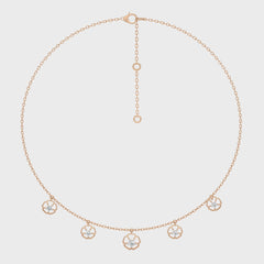 Flower Symphony  Natural Round Diamond Five Station Necklace