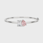 4 1/2 CT. Stylist Toi et Moi Emerald and Pink pear Lab Created duo stone Bangle Bracelet.