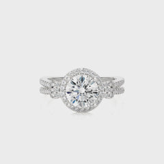 Attic Double Row Halo and Bazel Diamond Engagement Ring