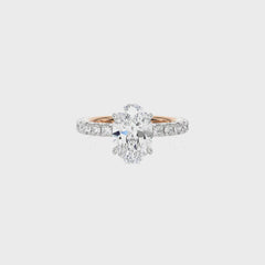 2 CT. Center Oval Hidden halo Lab Created Diamond Engagement Ring