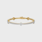 3 CT. Heirloom Glow Eco-Friendly Natural Diamonds Studded Cushion Shaped Motifs Linked Gold Station/Tennis Bracelet with Clasp Lock