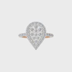 1 CT. Pear shape Cluster Round Lab Created Diamond Ring