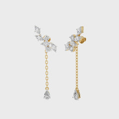 2 CT. Round,Marquise and Pear Natural Diamond Climber Earrings