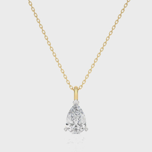 1 CT. Solitaire Pear Lab Created Diamond Pendant