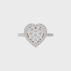 1  CT. Heart shape Cluster Round Lab Created Diamond Ring