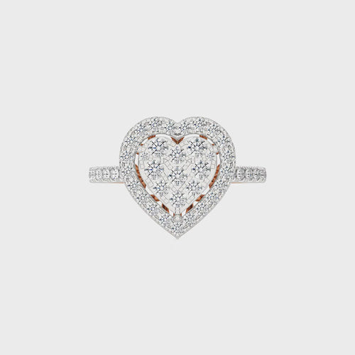 1  CT. Heart shape Cluster Round Lab Created Diamond Ring