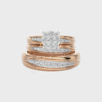 3/4 CT. His and Her Round Shape and Round Lab Created Diamond Wedding Trio band Ring Set