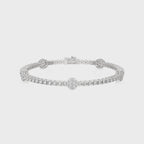 3 CT. Captivating Cosmos Luster Sustainable Lab Grown Diamonds Studded Round Motifs Linked Station/Tennis Bracelet with Clasp Lock in 925 Sterling Silver Size 7 Inch