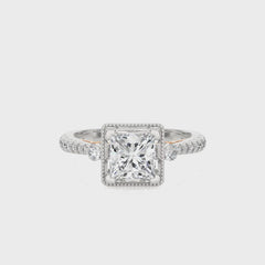 Vintage Style Diamond Halo Engagement Ring