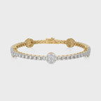 5 CT. Eternal Sparkle Ethical Natural Diamonds Studded Round Gold Motifs Linked Station/Tennis Bracelet with Clasp Lock