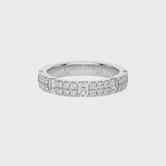 1 CT. Emerald and Round Natural Diamond Half Eternity Band